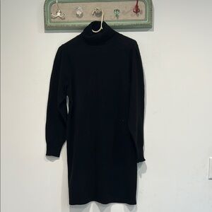 360 Cashmere wool turtleneck long sleeve mini dress Elegant Black women’s small